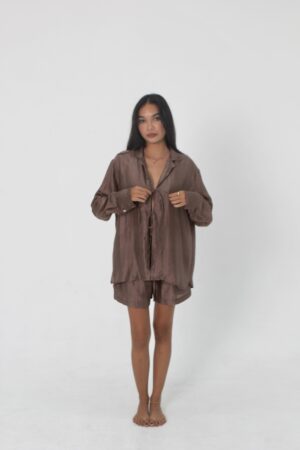 aisyah silk set front brown