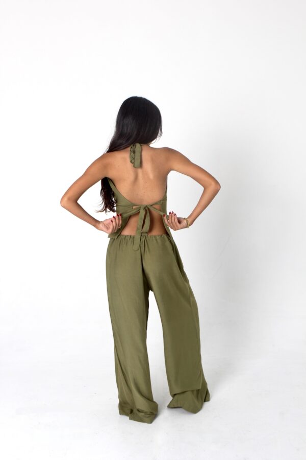 alifa cotton silk set olive back1