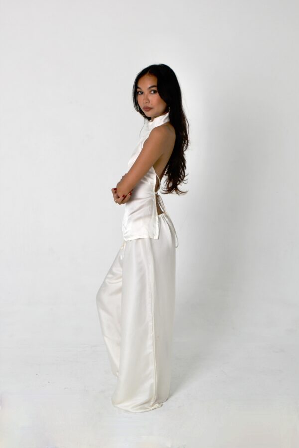 irina halter silk set white pearl side