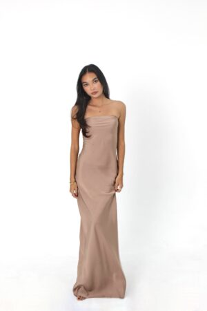 katharina strapless dress cream brown front
